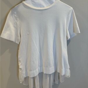 Banana Republic Dual Material White Layered Women's Tee